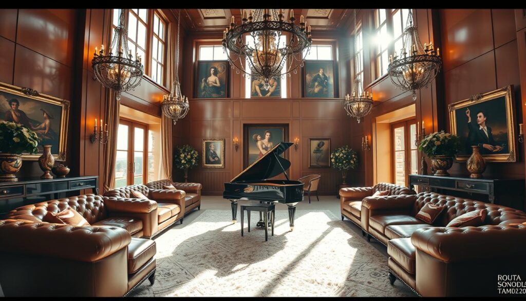 A luxurious and opulent interior, showcasing the lavish lifestyle of tennis star Aryna Sabalenka. Sunlight streams through large windows, casting a warm glow on the plush leather furnishings and ornate chandeliers. Elegant décor adorns the walls, including framed artwork and ornate vases. In the center, a grand piano sits, a testament to Sabalenka's refined tastes. The floor is covered in a plush, high-pile rug, and the overall atmosphere exudes an air of sophistication and exclusivity. The camera angle is slightly elevated, providing a panoramic view of the luxurious space, capturing the essence of Sabalenka's enviable lifestyle. A luxurious and opulent interior, showcasing the lavish lifestyle of tennis star Aryna Sabalenka. Sunlight streams through large windows, casting a warm glow on the plush leather furnishings and ornate chandeliers. Elegant décor adorns the walls, including framed artwork and ornate vases. In the center, a grand piano sits, a testament to Sabalenka's refined tastes. The floor is covered in a plush, high-pile rug, and the overall atmosphere exudes an air of sophistication and exclusivity. The camera angle is slightly elevated, providing a panoramic view of the luxurious space, capturing the essence of Sabalenka's enviable lifestyle.